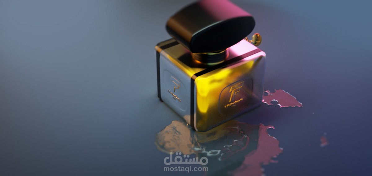 تصميم زجاجة عطر مع شعاري 3D