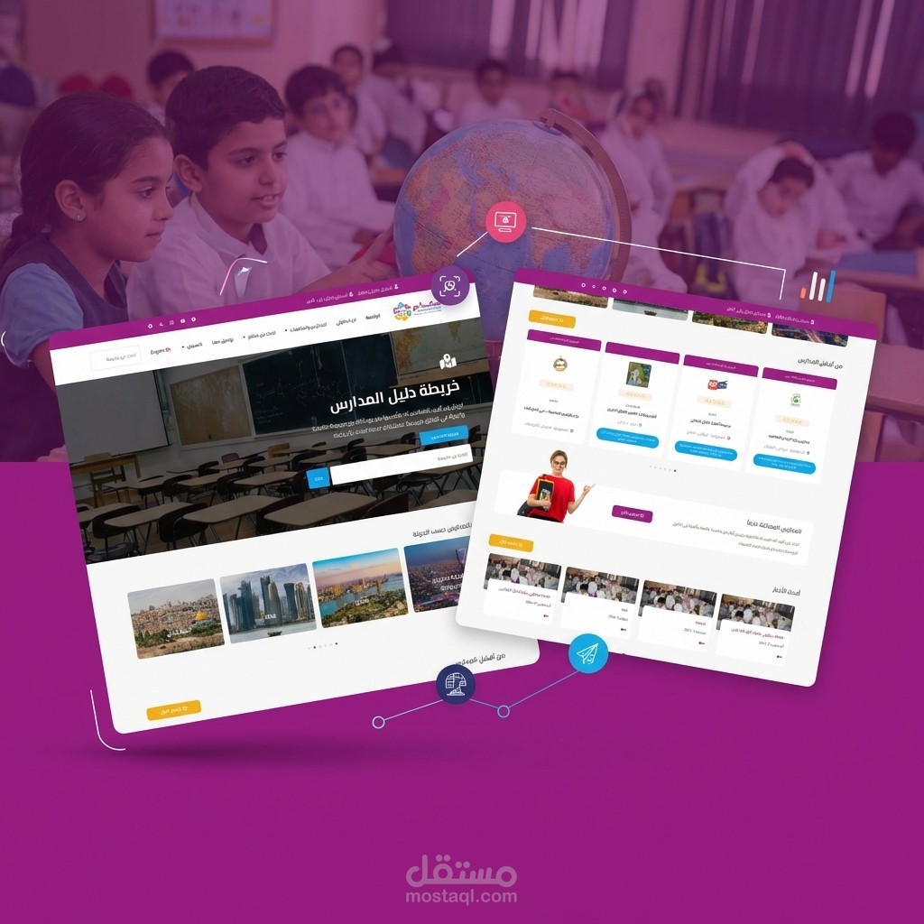 تطوير وتصميم منصة دليـل المدارس Schooly Network