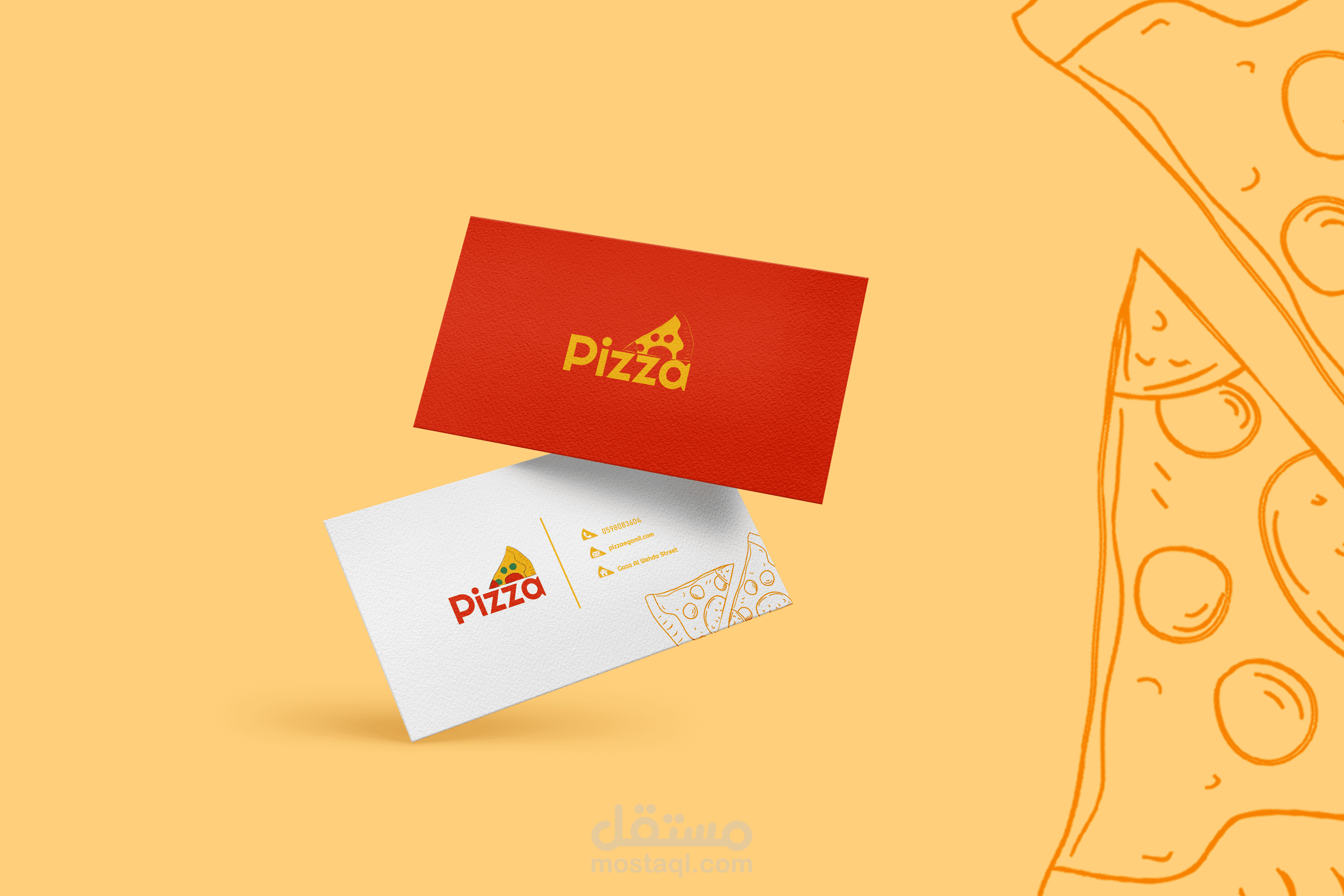 تصميم هوية بصرية لمطعم بيتزا