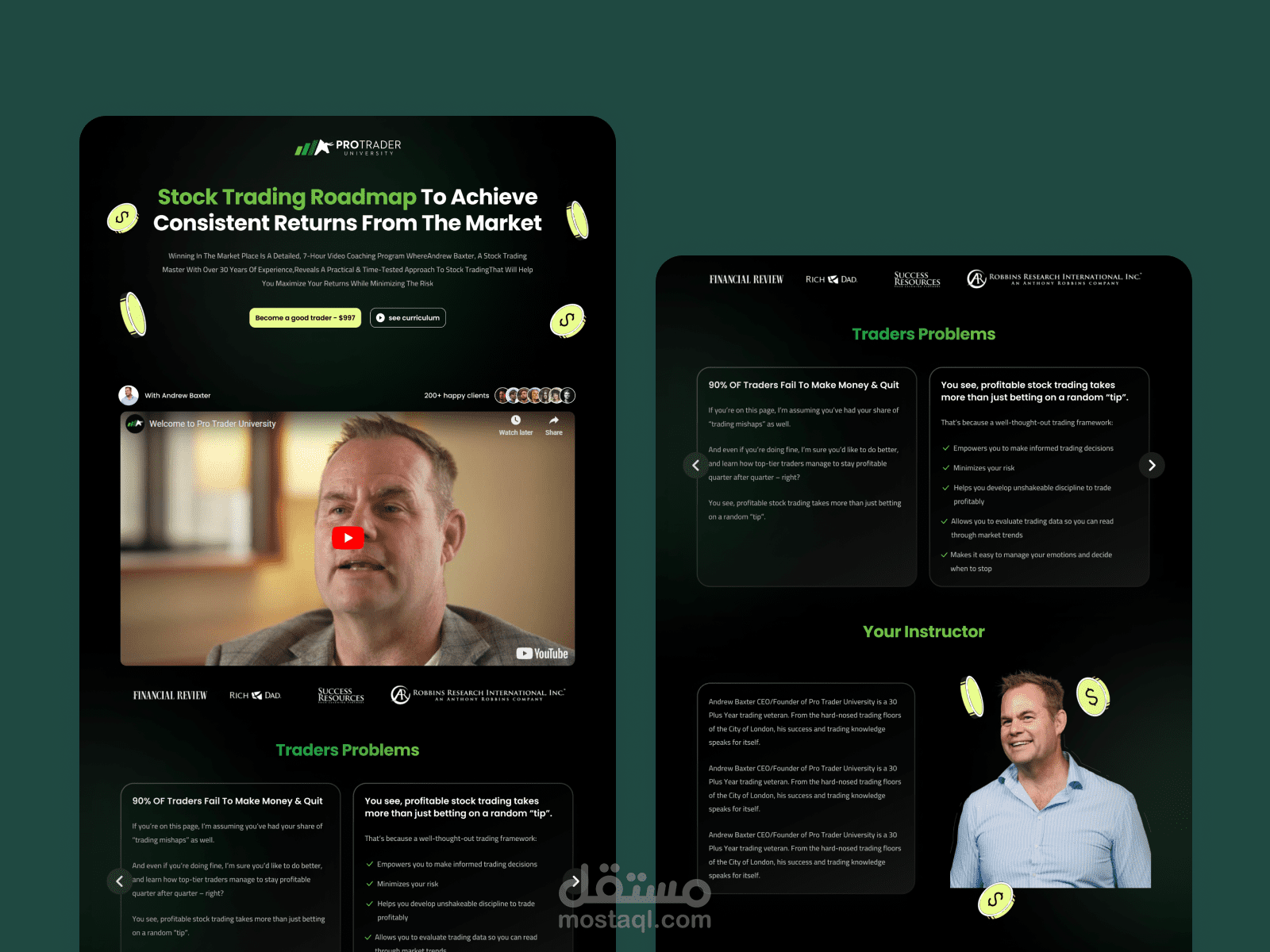 Trading course Landing Page