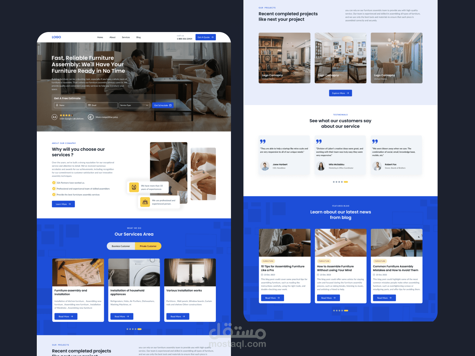 furnicture assembly landing page