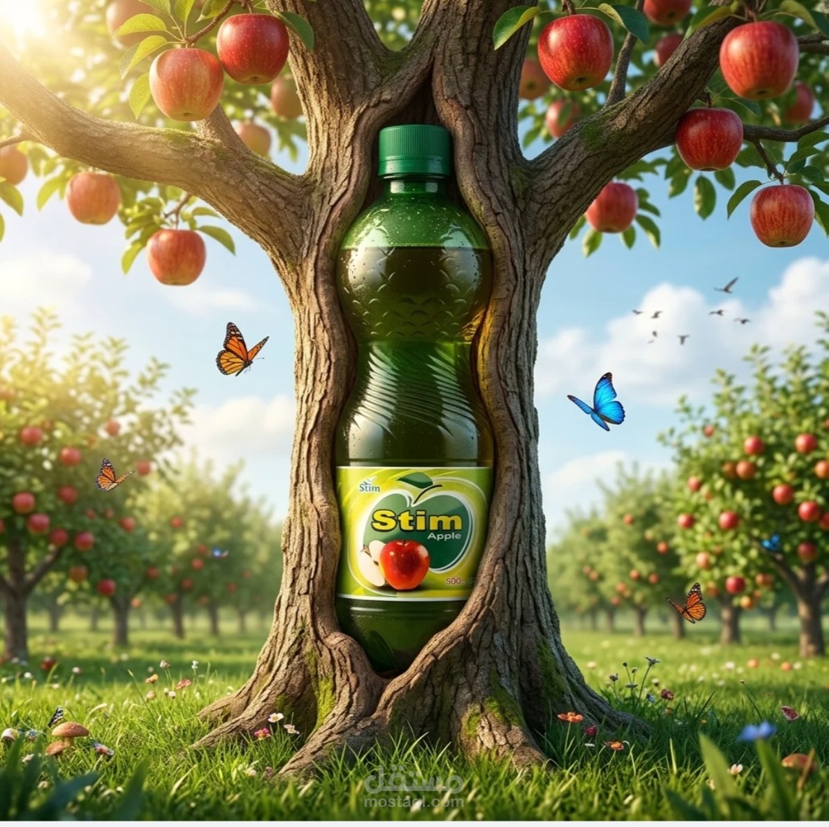 إعلان إبداعي لمنتج عصير تفاح (Creative Product Advertising)