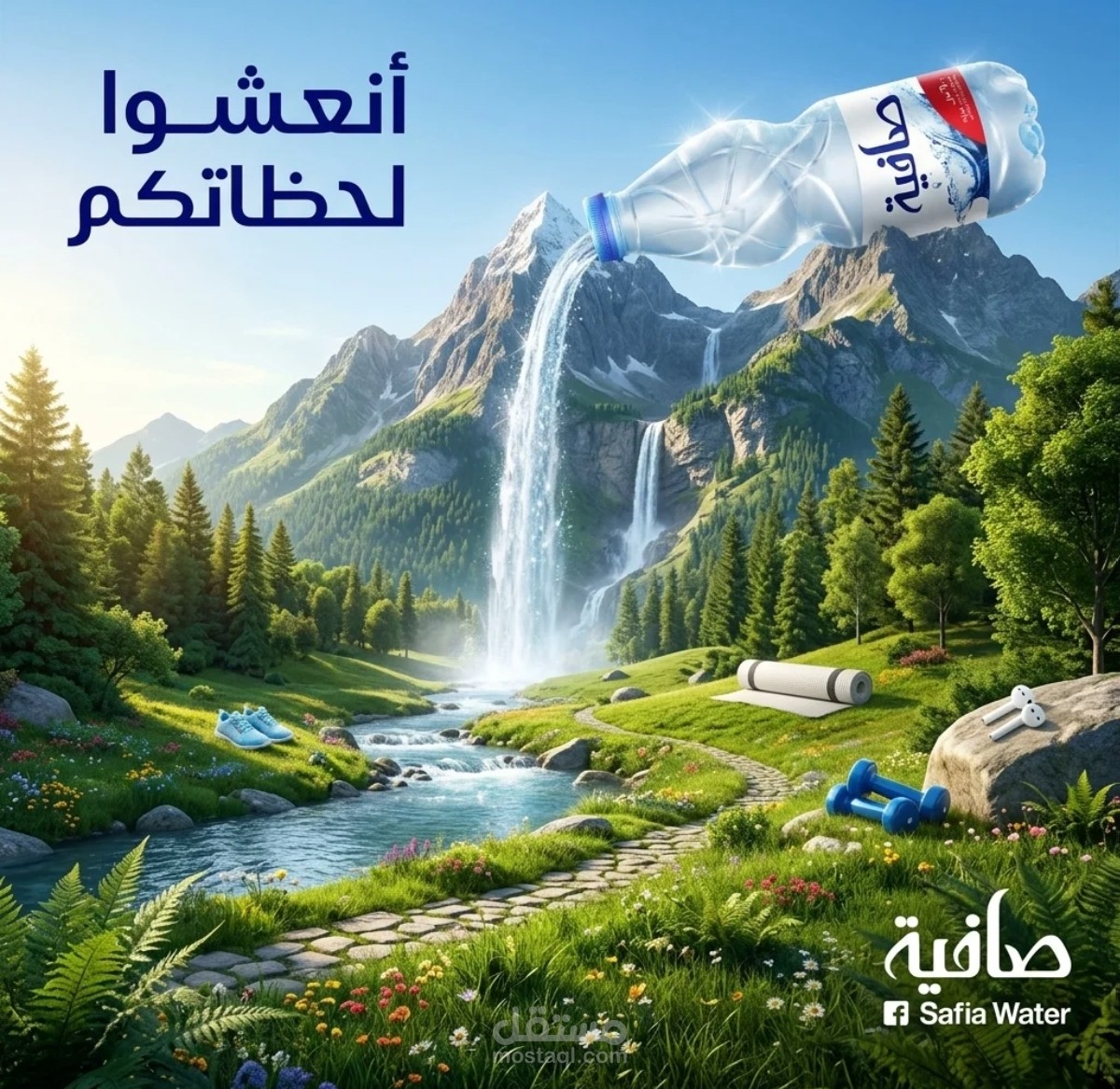 تصميم إعلاني لمياه "صافية"