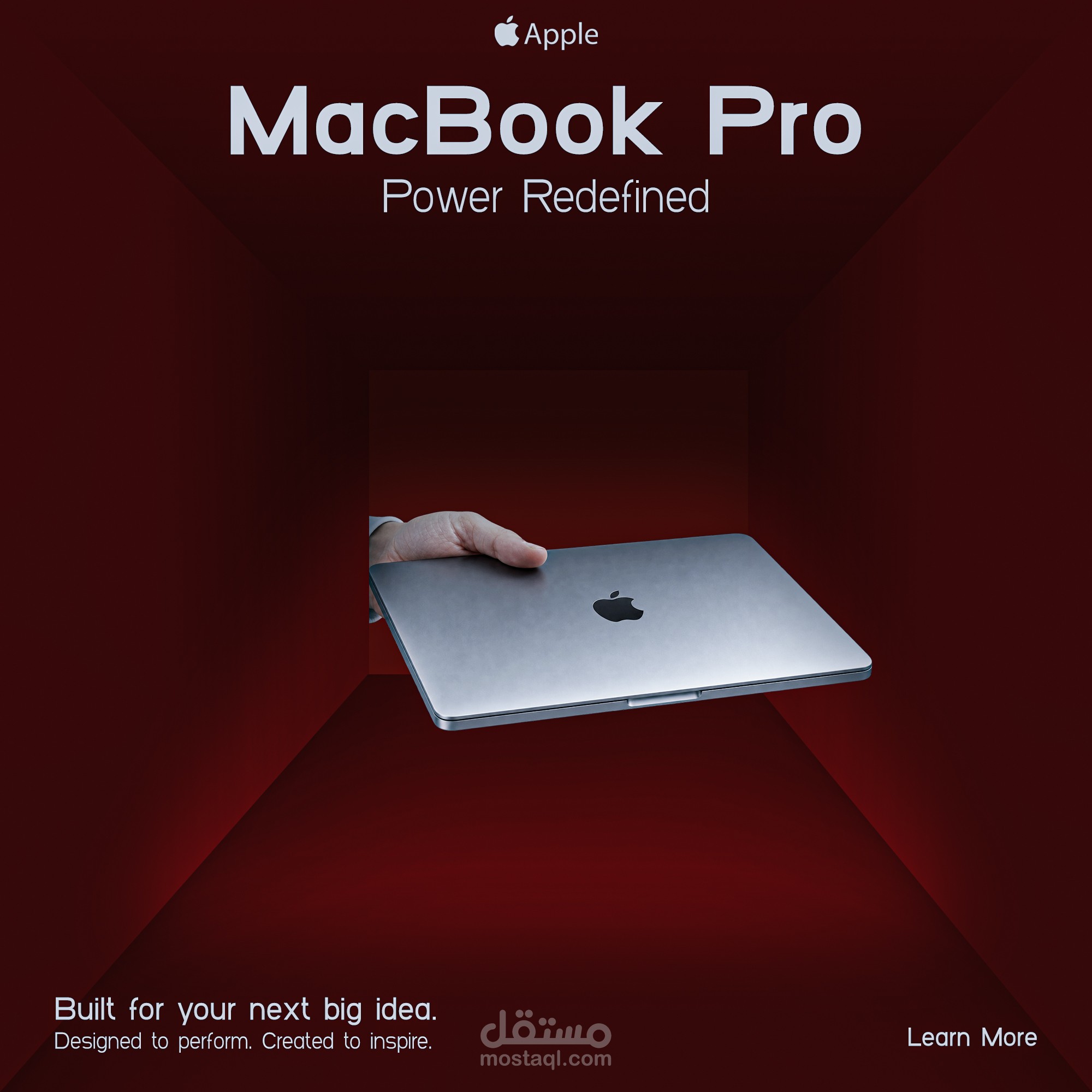 تصميم إعلان إبداعي احترافي لمنتج MacBook Pro