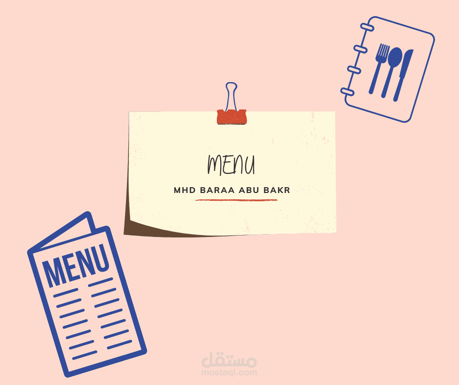 تصميم مينو / قائمة طعام لمطعم أو مقهى
