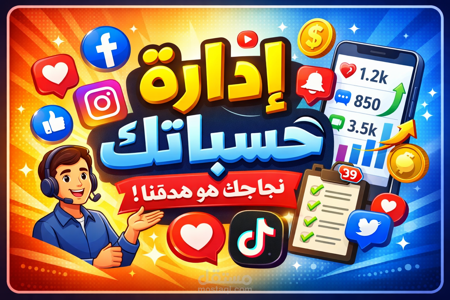 الإدارة حسابات تواصل اجتماعي