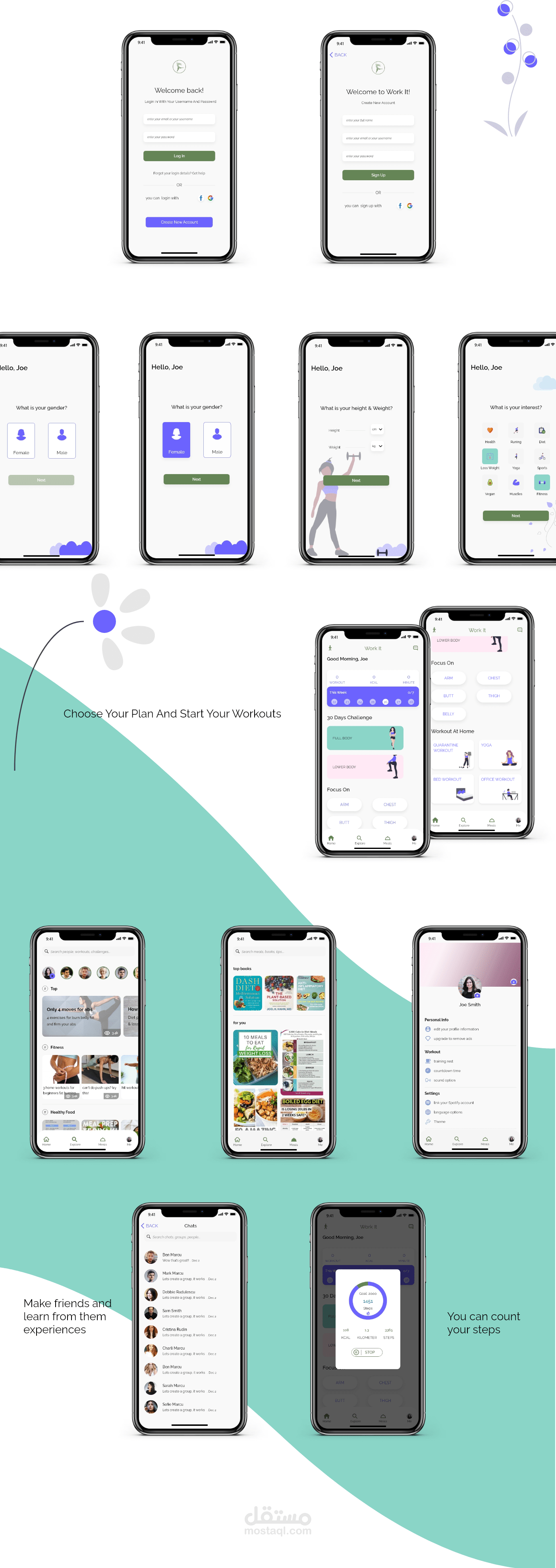 Fitness app design