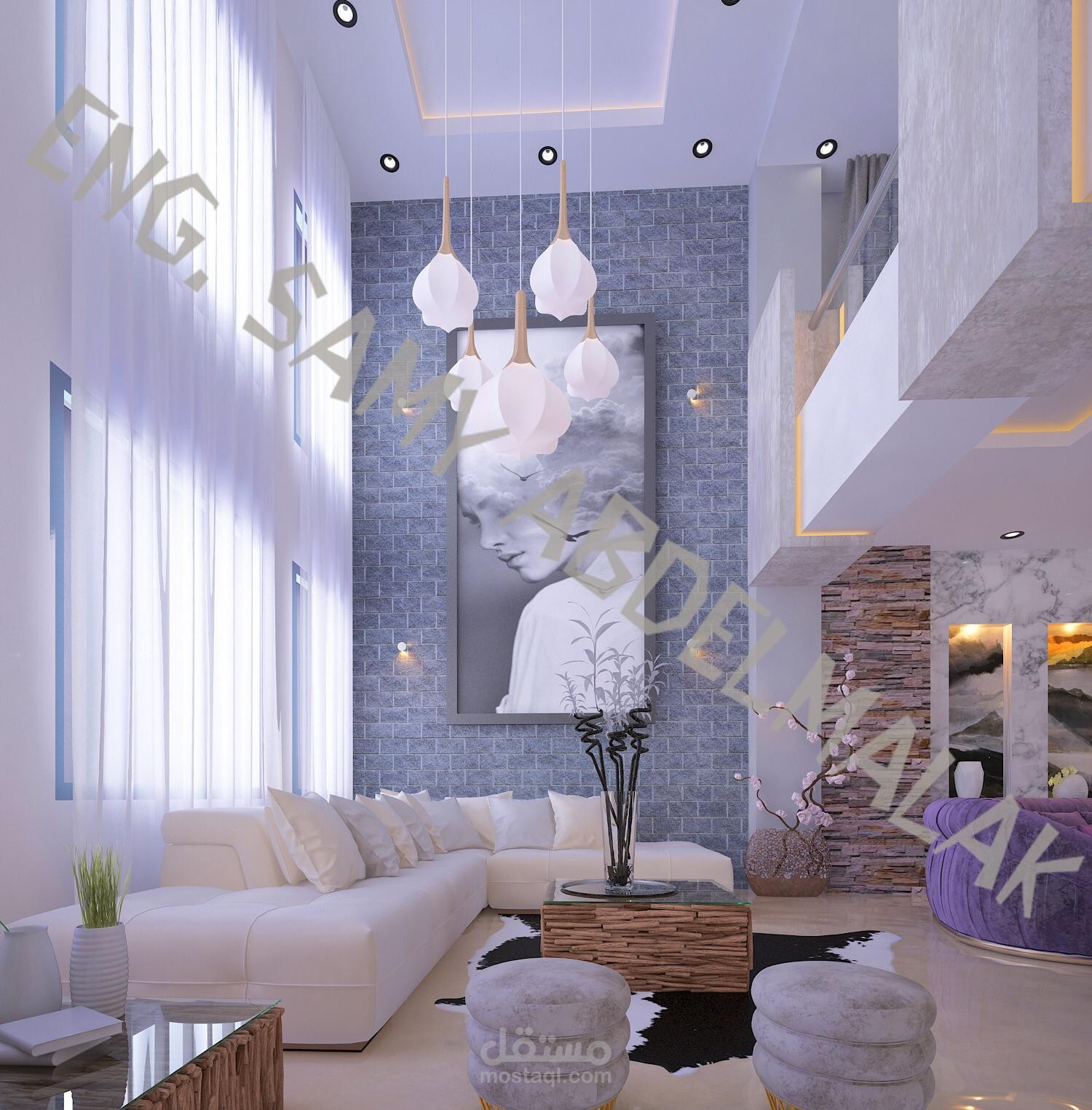تصميم صالة doubel hight لقسيمة بالسعودية