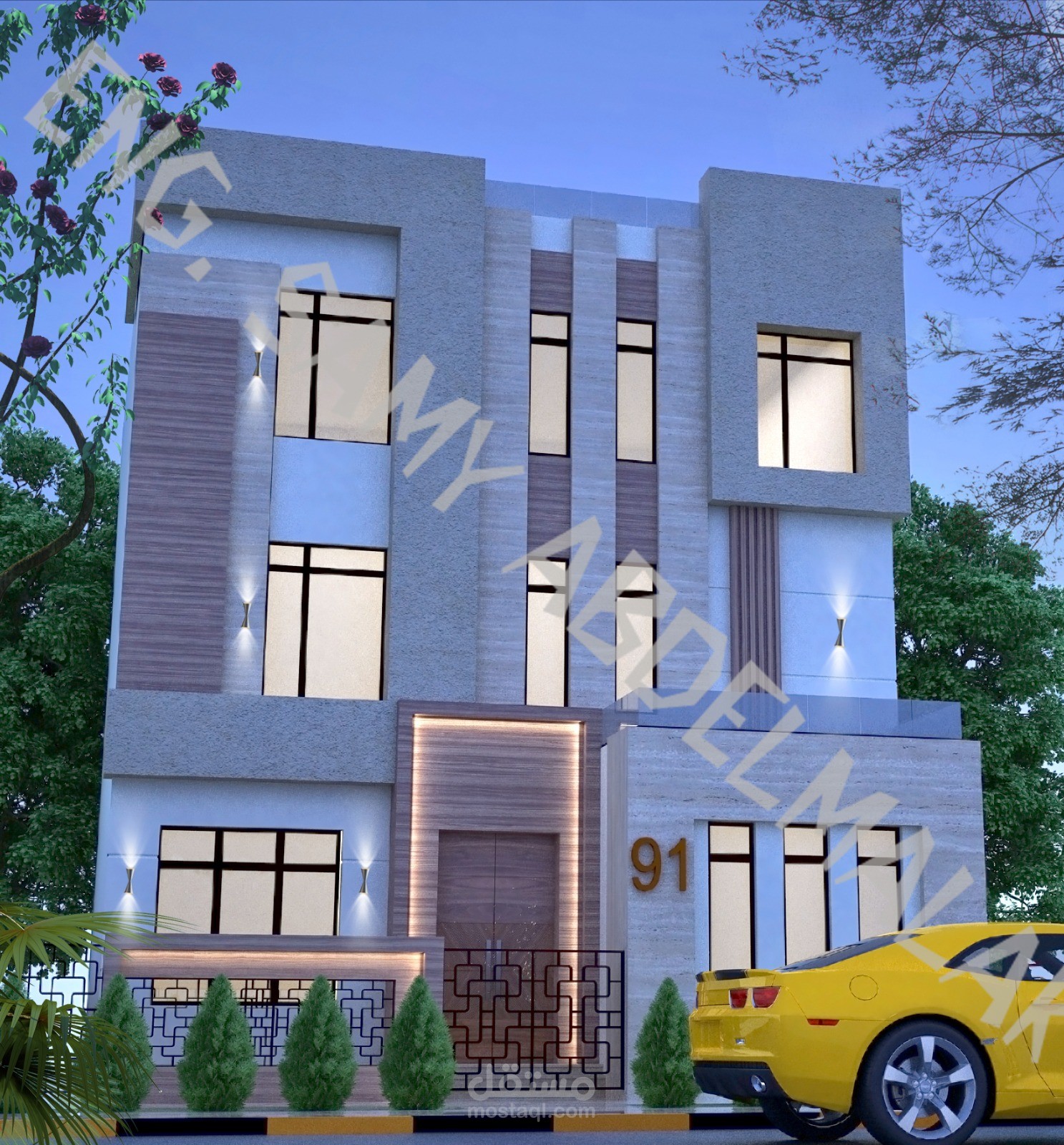 تصميم واجهة خارجية لقسية بالكويت