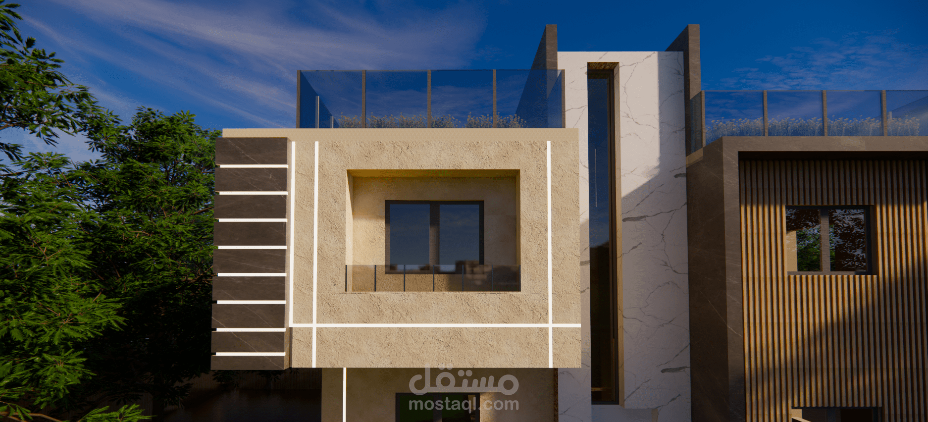 تصميم (مودرن) لواجهة فيلا