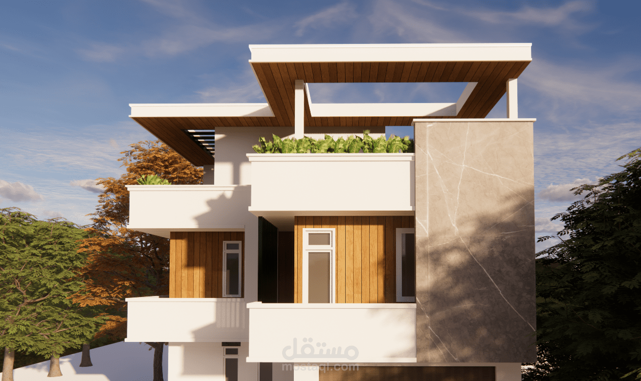تصميم (مودرن) لواجهة فيلا سكنية