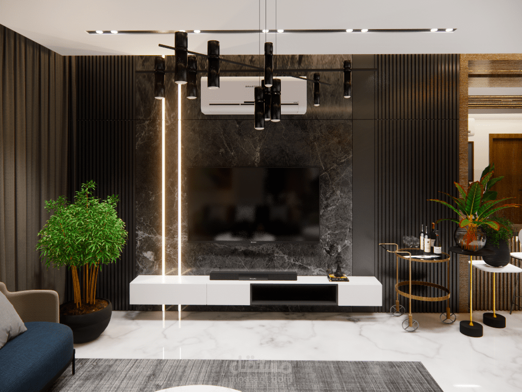 تصميم "مودرن" لحائط تلفاز