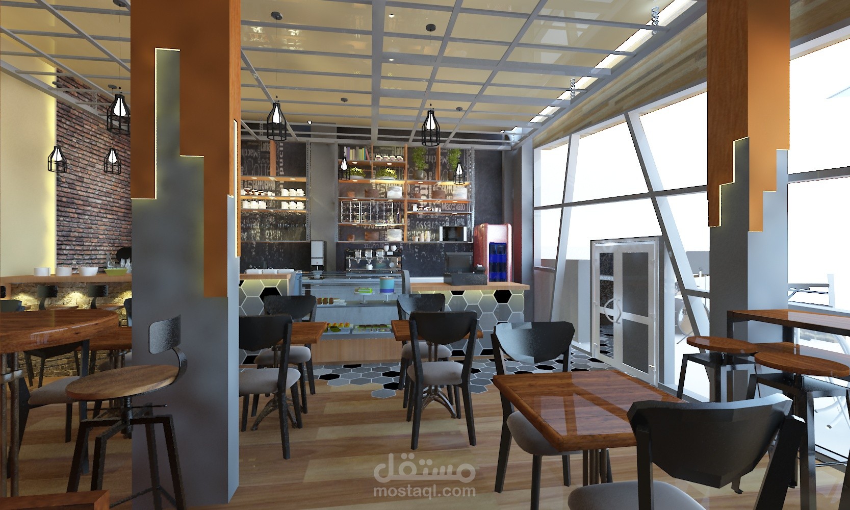 تصميم داخلي لكافي شوب