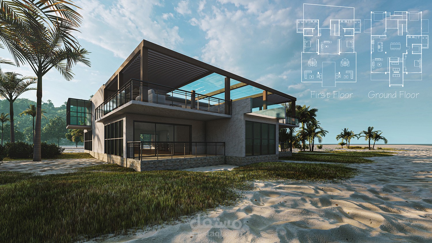 تصميم شاليه علي البجر