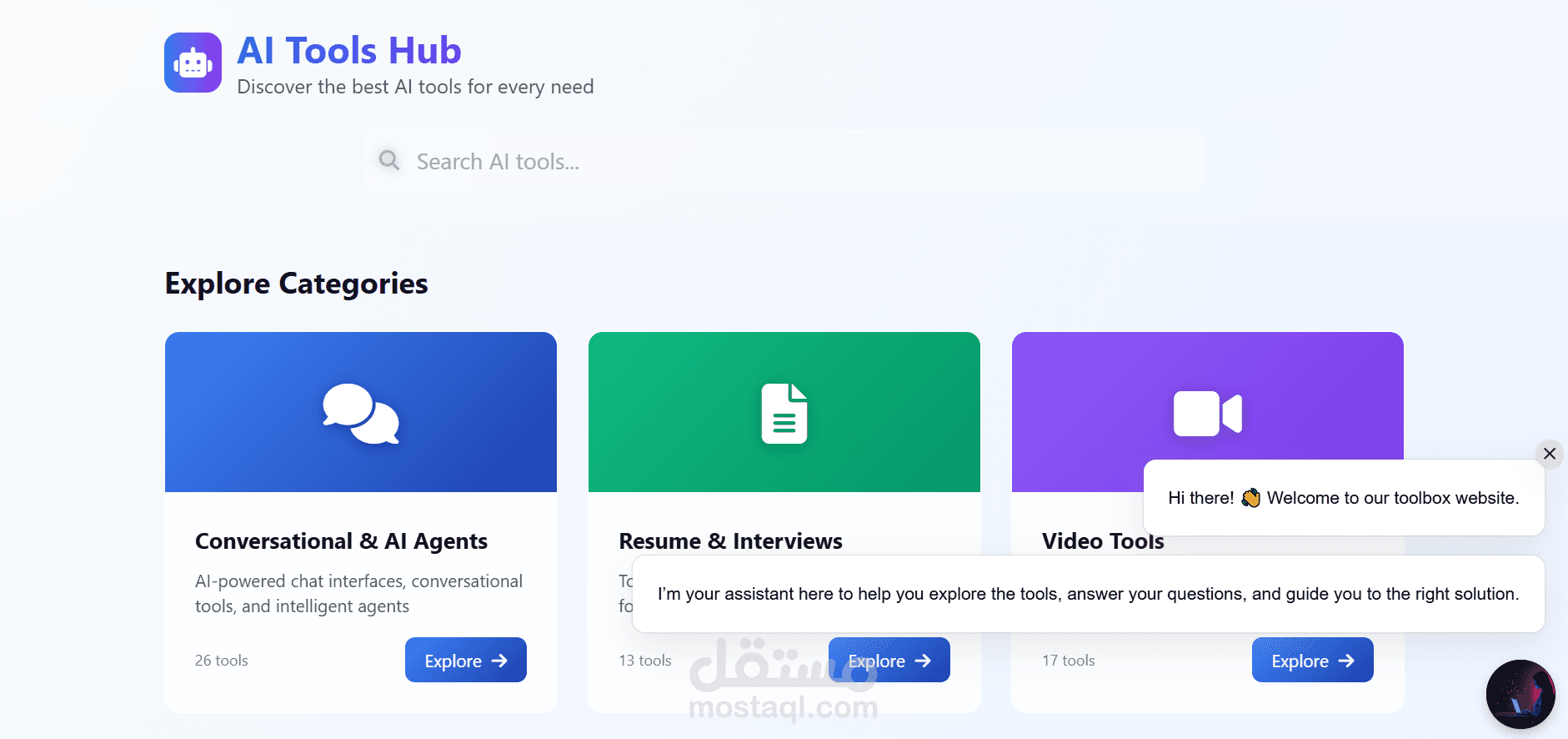 AI Tools Hup منصة لتجميع ادوات الذكاء الاصطناعي حسب الاقسام