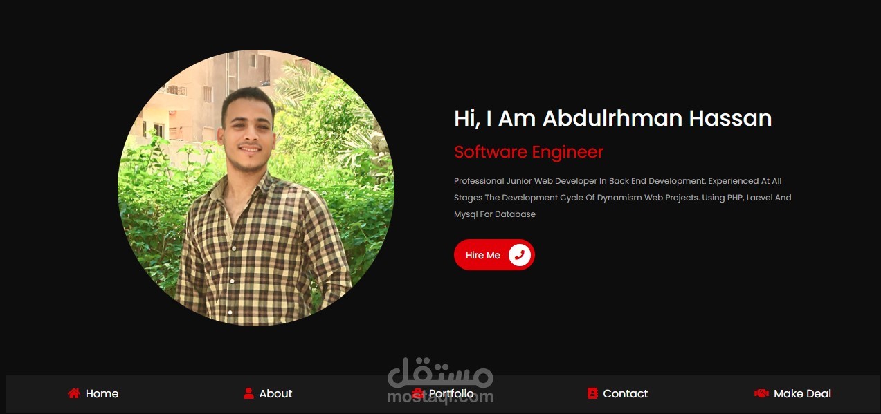 موقع تعريفي شخصي مع لوحة تحكم لاضافة مشاريع والتحكم فالموقع بتصميم مودرن
