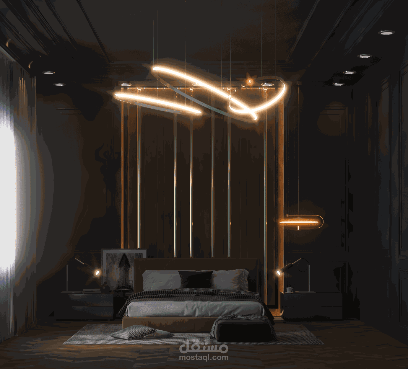 تصميم غرفة نوم على طراز نيو كلاسيك