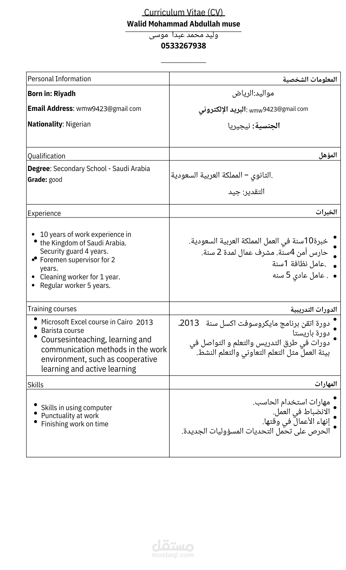 السيرة الذاتية