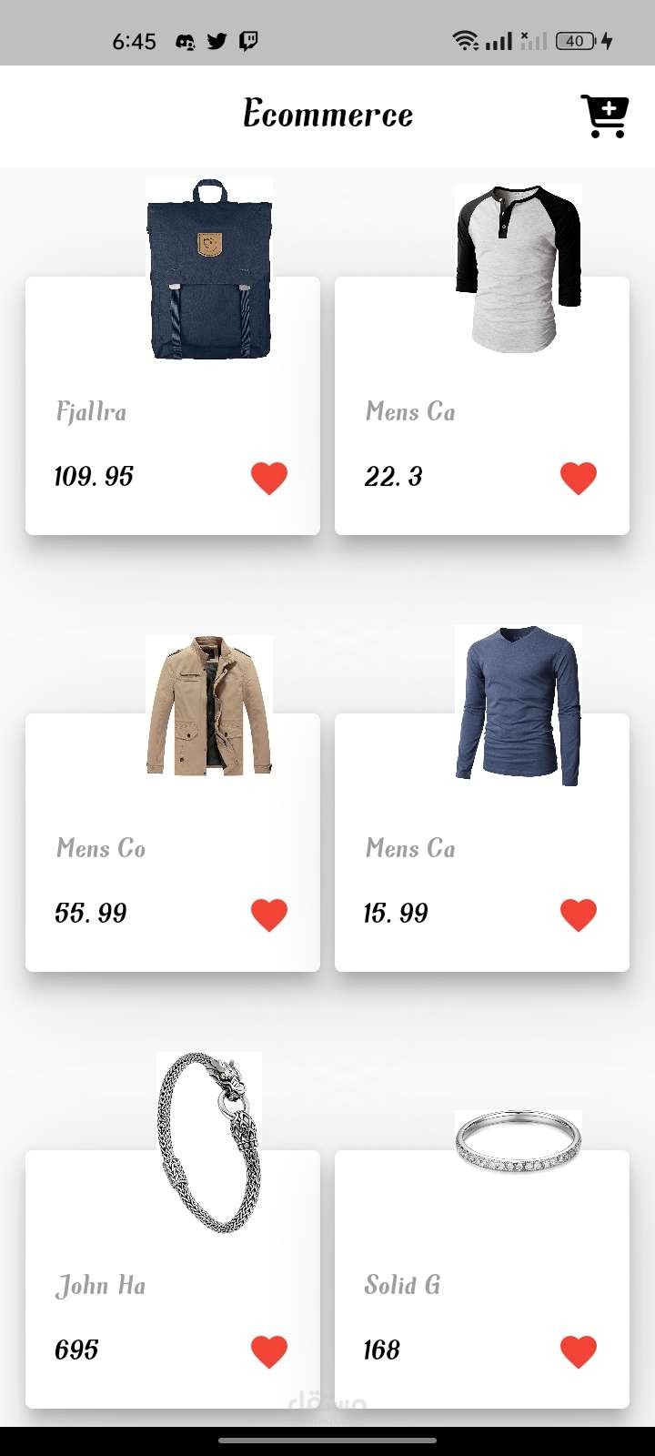 تطبيق تجاره الكترونيه بسيط - Ecommerce App