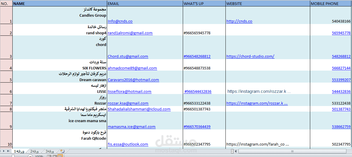 عمل قاعدة بيانات للعملاء من موقع ويب (web scraping)
