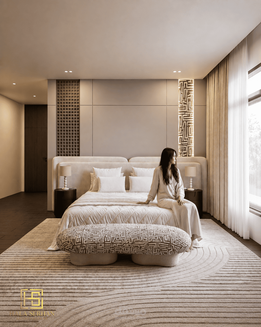 تصميم غرفة نوم ماستر عصرية وفاخرة مع 3D Visualization واقعي