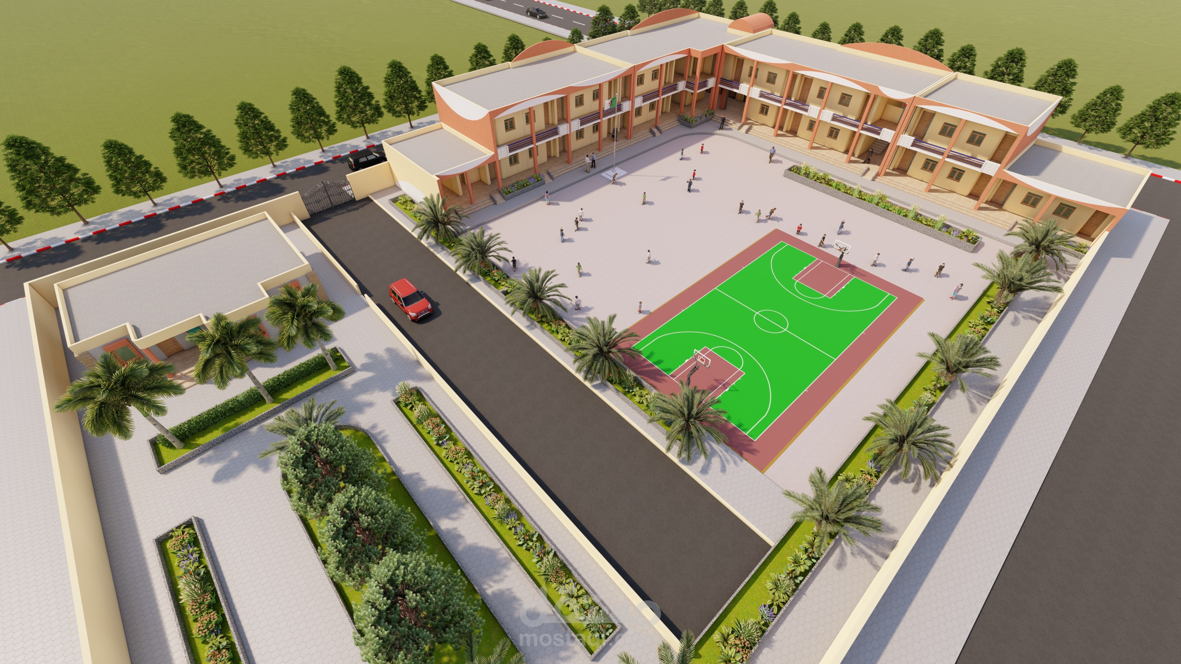 تصميم مدرسة إبتدائية 2D و 3D