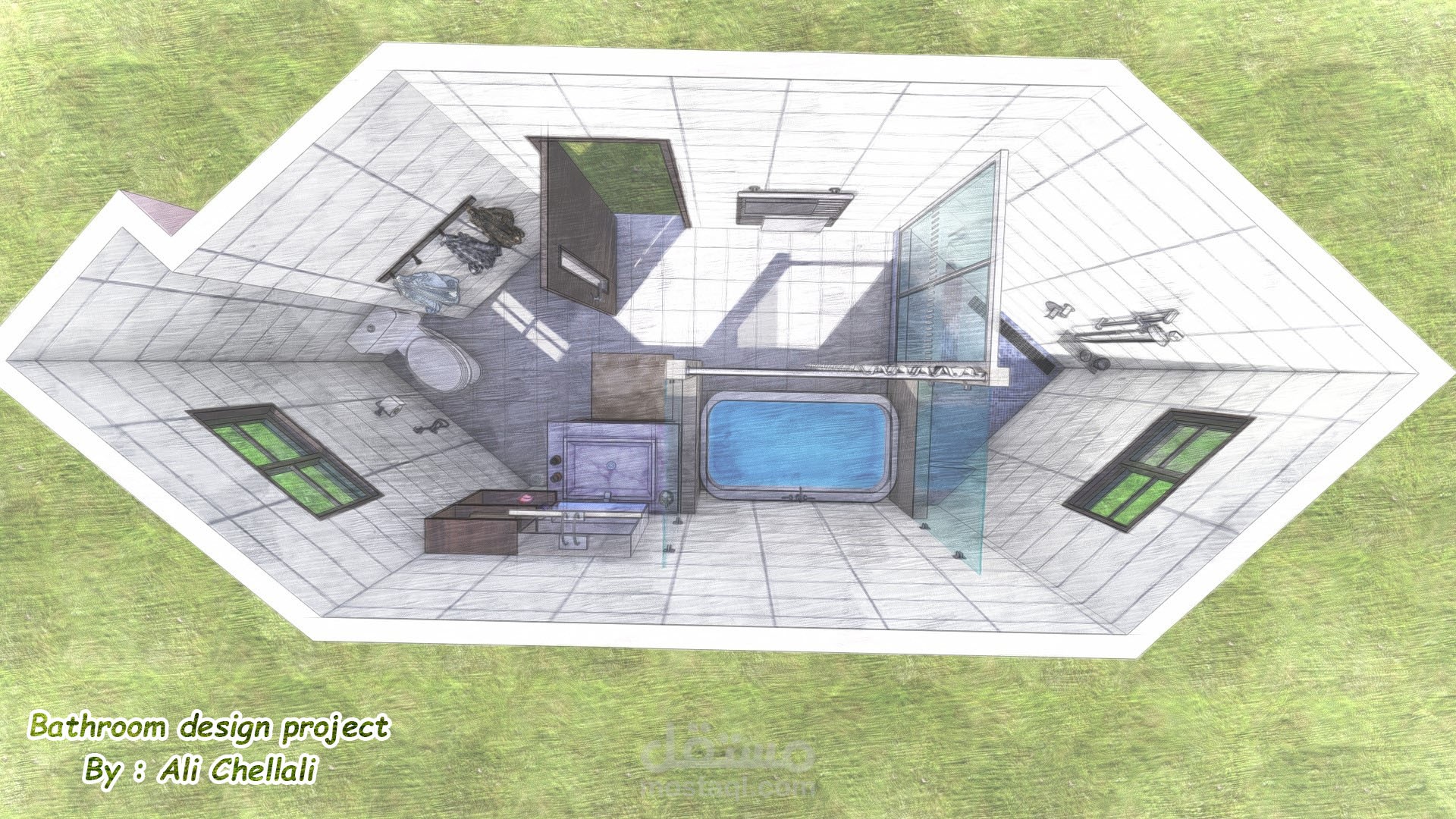 تصميم داخلي ( حمام غرفة نوم )