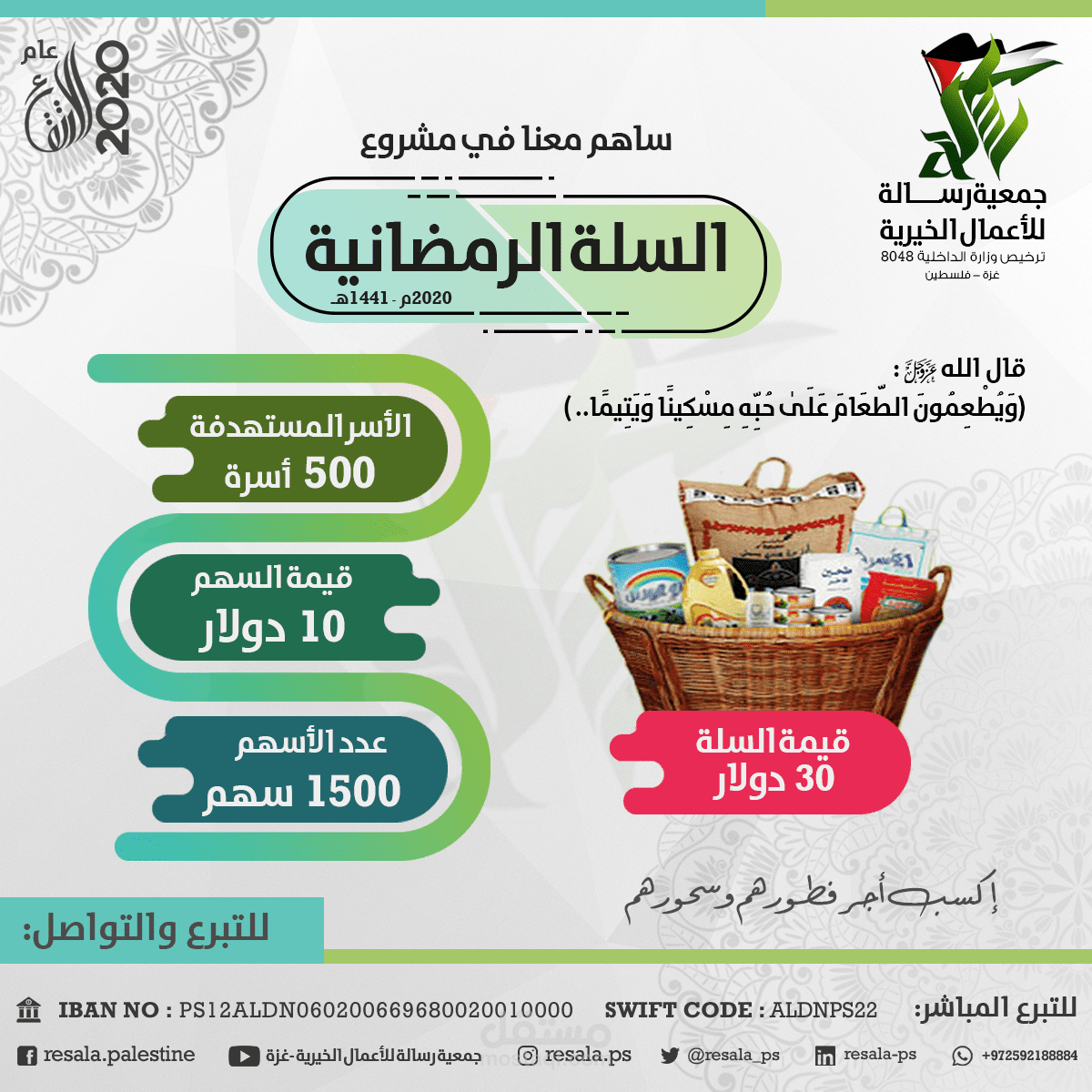 تصميم اعلان خاص بمشروع السلة الرمضانية