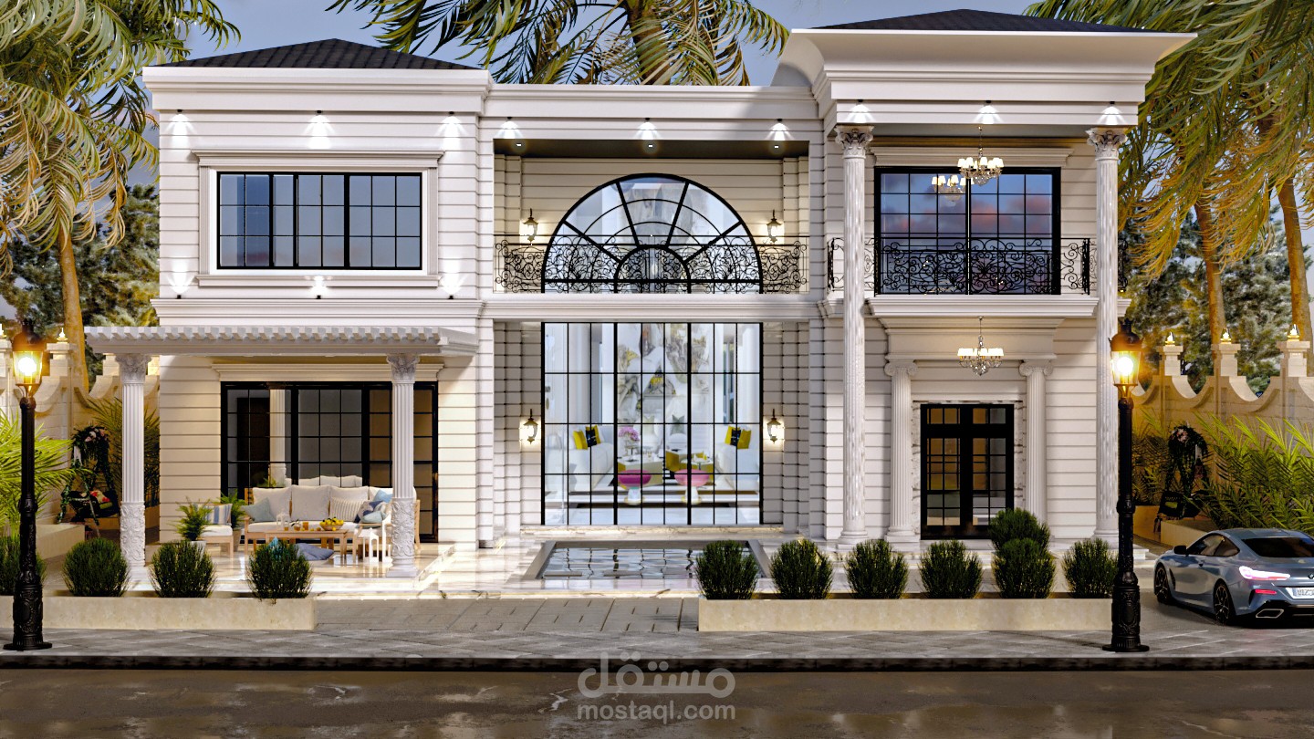 تصميم معماري كامل لفلة : مخططات- وواجهات - لاند سكيب