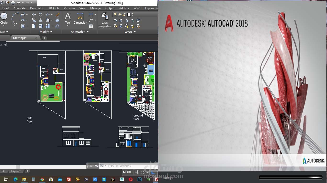 عمل الرسومات والمخططات المعمارية علي برنامج autocad