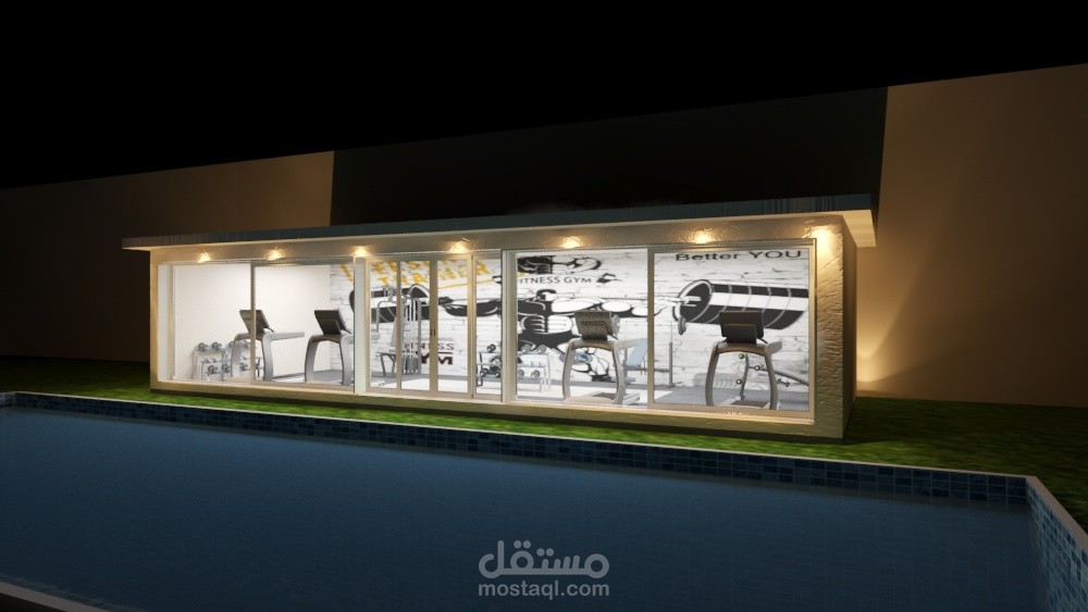 Interior and exterior design for small GYm