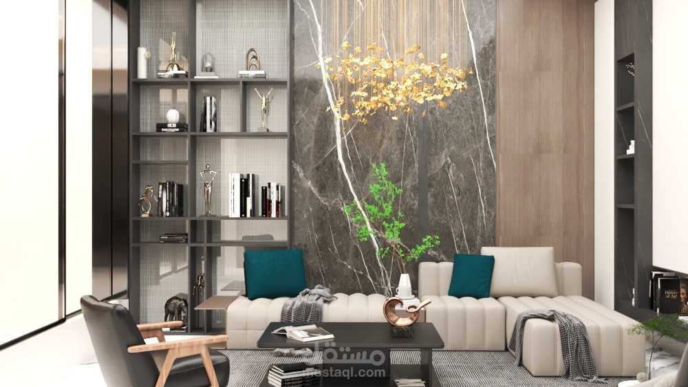 تصميم داخلى لصالة معيشة مودرن