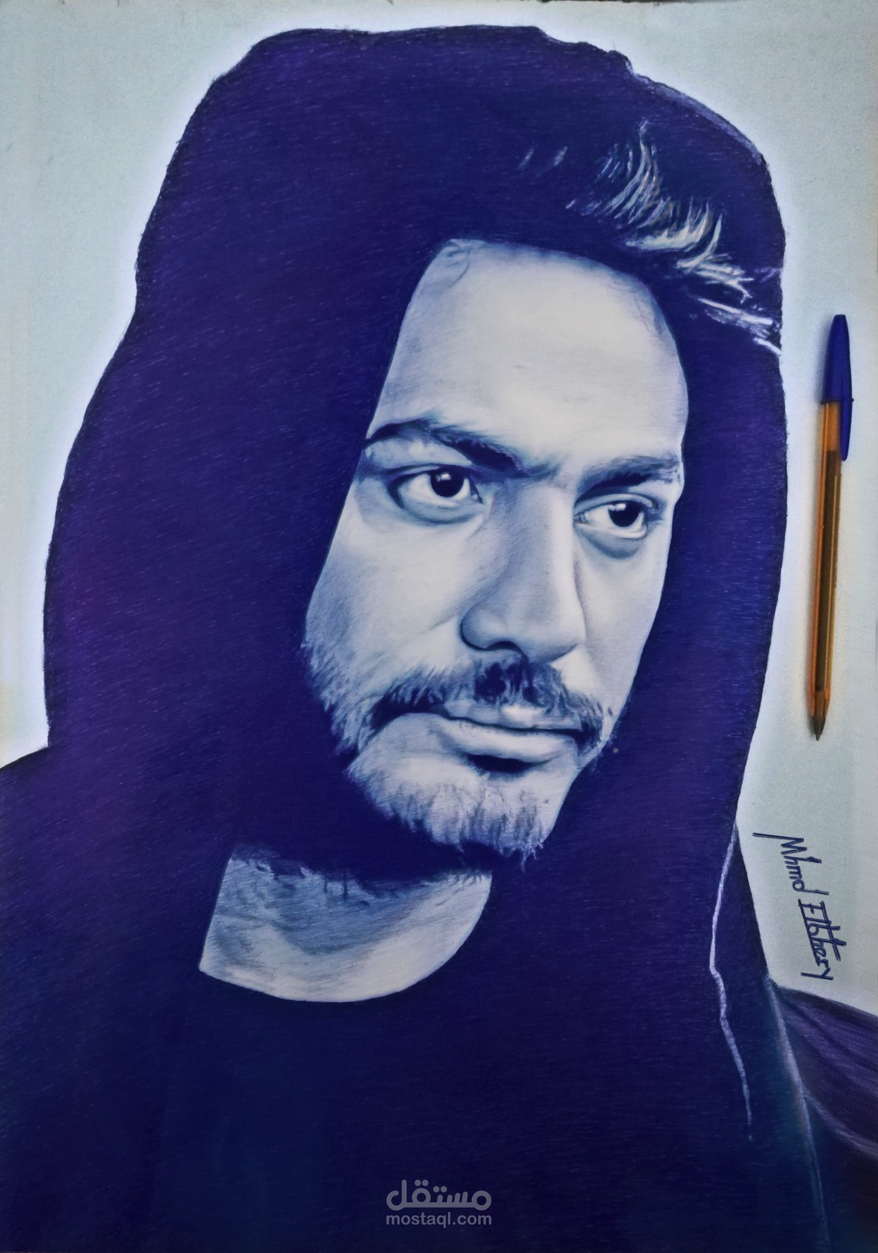 بورتريه بالقلم الجاف فقط