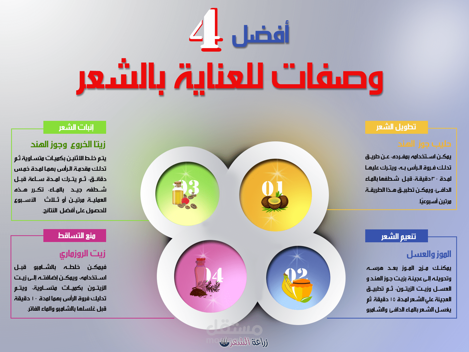 أفضل أربع وصفات طبيعية للعناية بالشعر