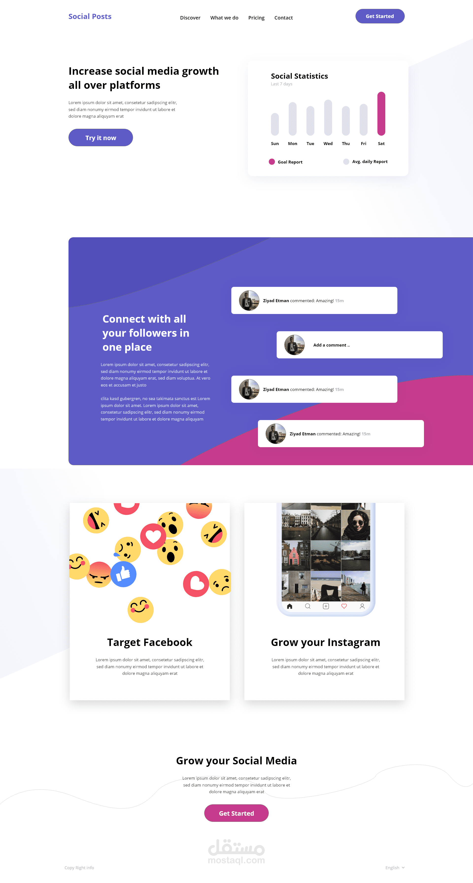 Social media statistics web-page