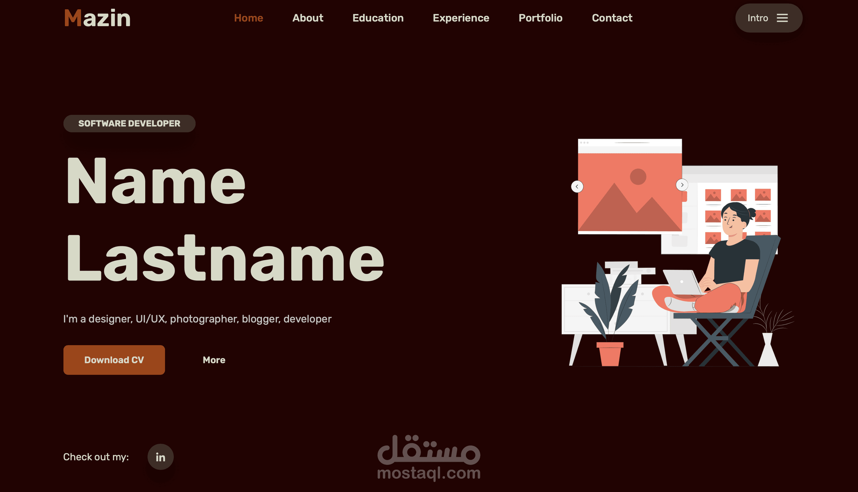 تصميم مواقع شخصية portfolio