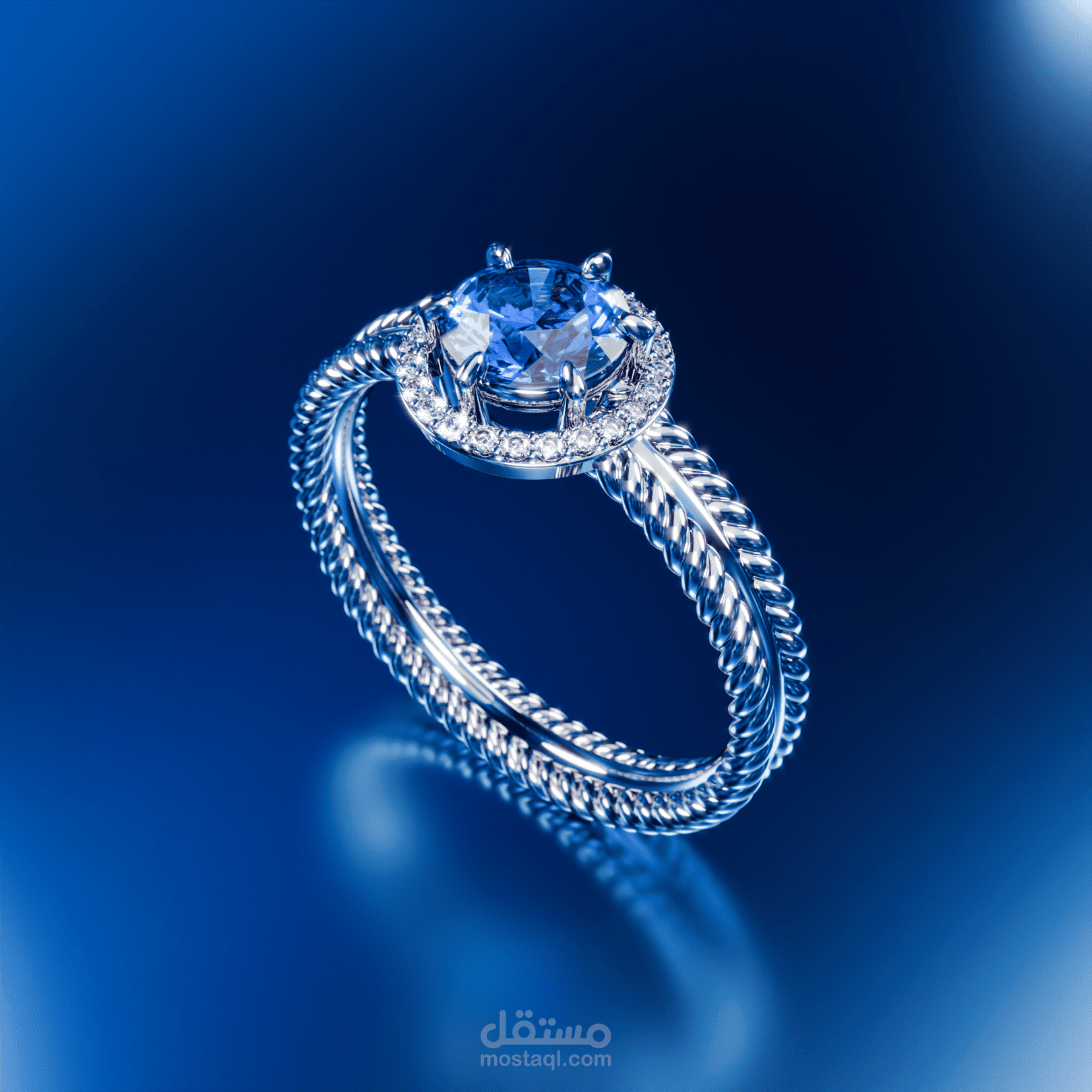 3D Blue Diamond ring