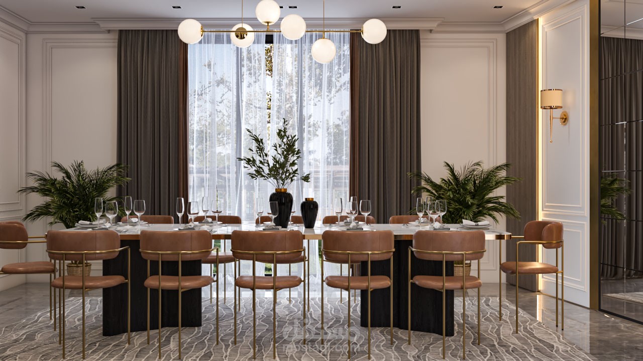 تصميم داخلى لغرفة طعام نيوكلاسيك