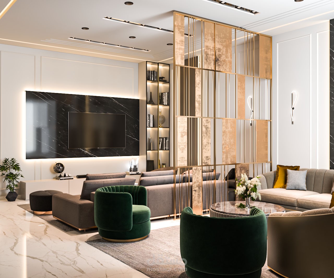 دور ارضى فيلا (غرفة استقبال و معيشة)