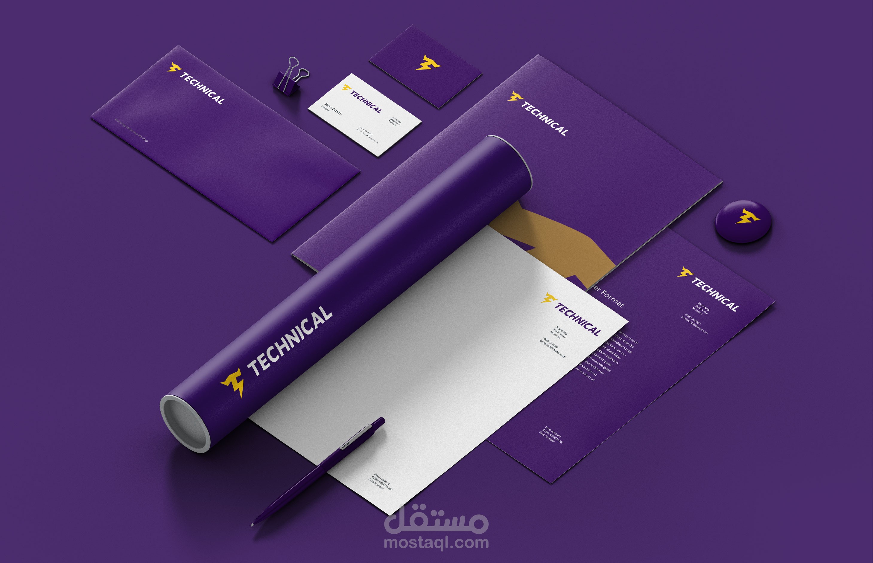 تصميم هوية بصرية  لصالة رياضيةباسم TECHNICAL.