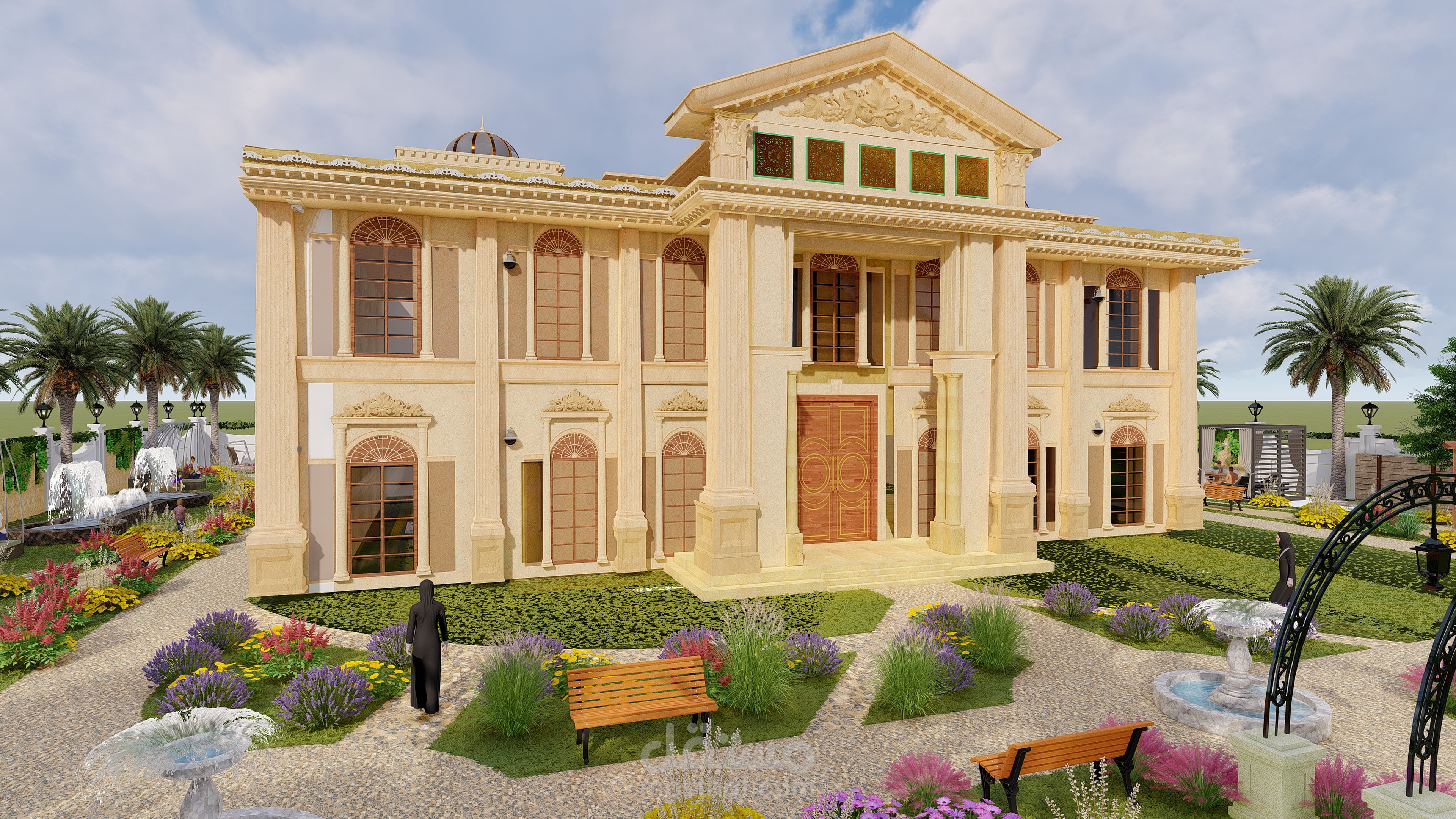 تصميم معماري وتصميم داخلي مع تصميم حديقة لفيلا