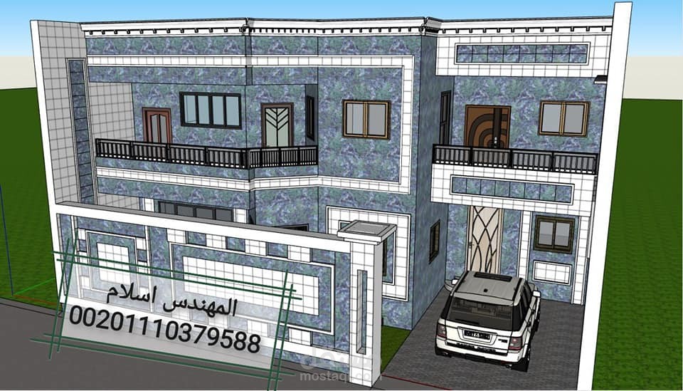 تصميم واجهه ثلاثية الأبعاد لمنزل في العراق