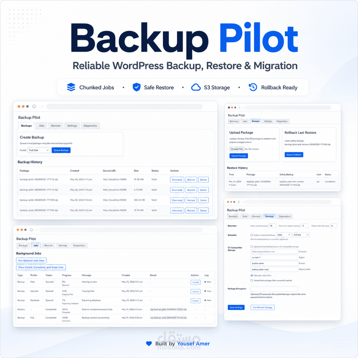 تطوير إضافة Backup Pilot لإدارة النسخ الاحتياطي لمواقع WordPress
