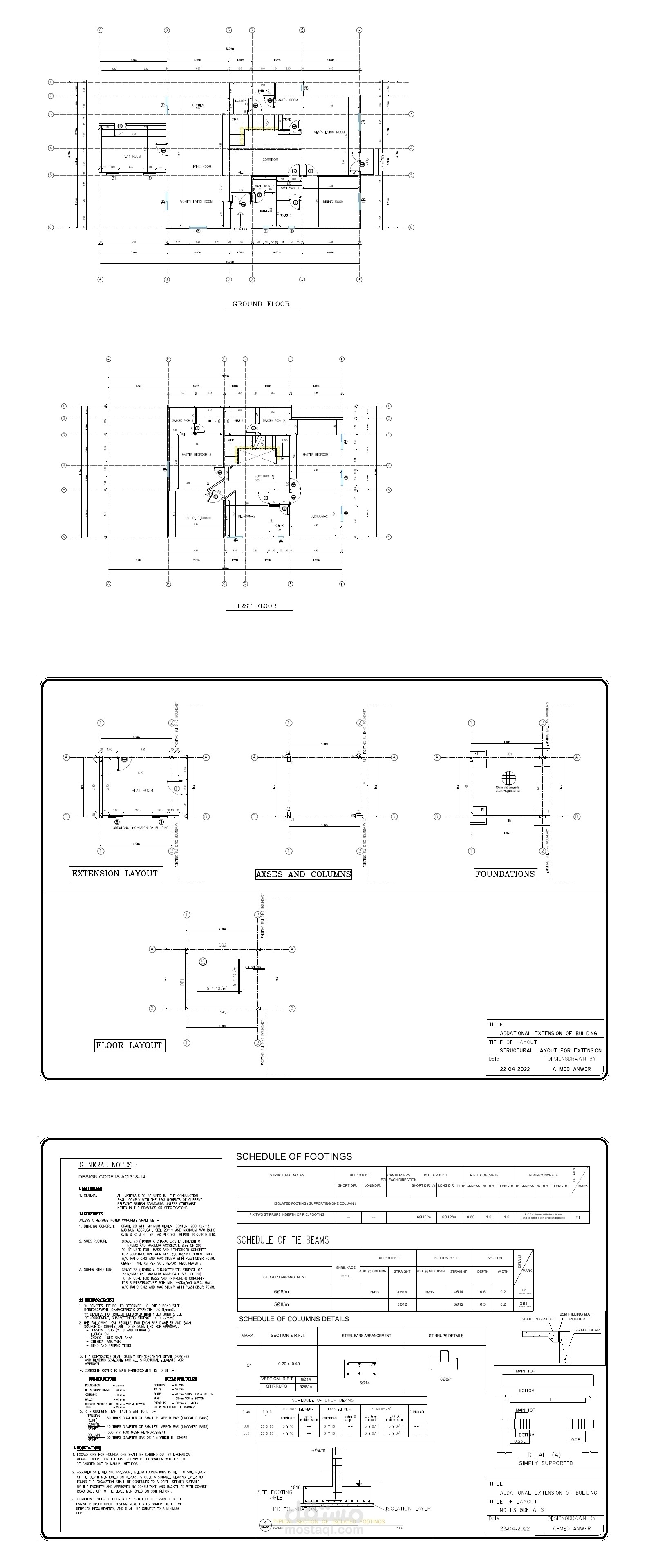 دراسة وإعداد المخططات المعمارية والانشائية لملحق تم إنشائه لفيلا [Precast/ عناصر سابقة الصب]