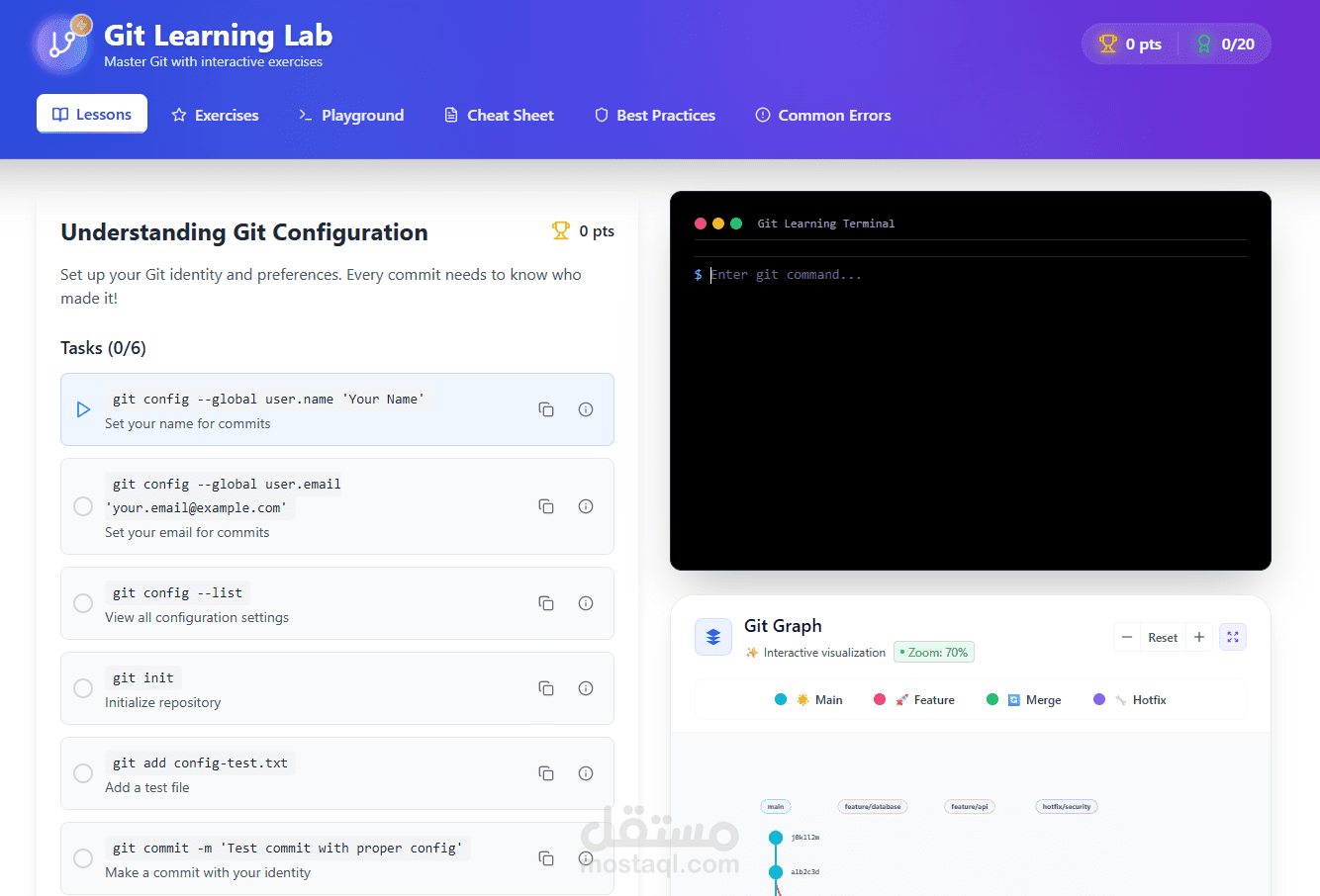 أكاديمية Git التفاعلية للمطوّرين