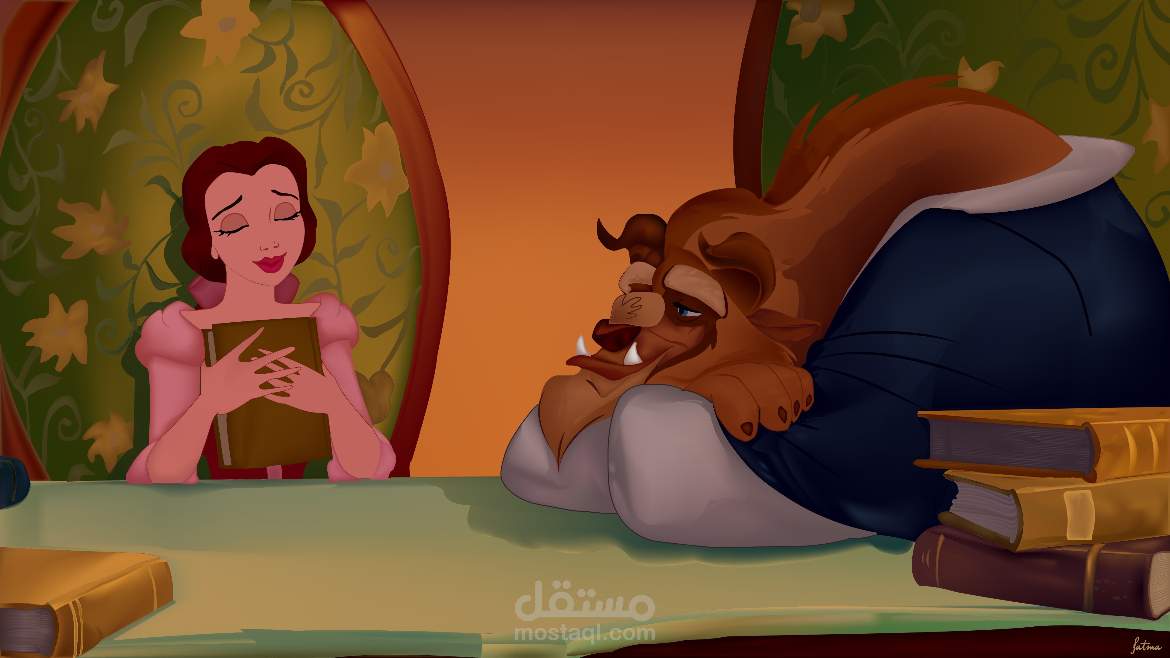 رسم رقمي بجودة عالية- الجميلة والوحش