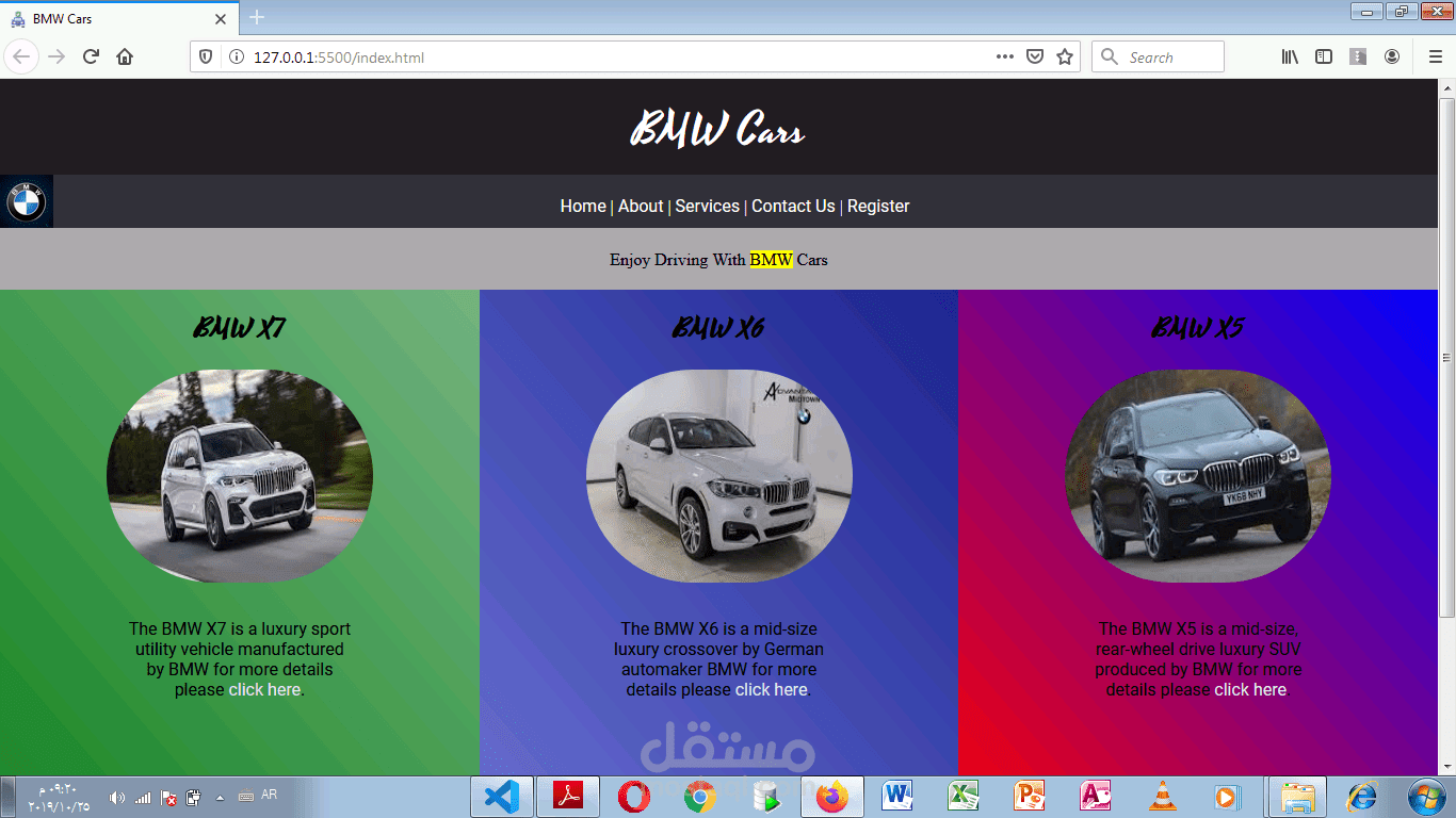 create web page for car's company