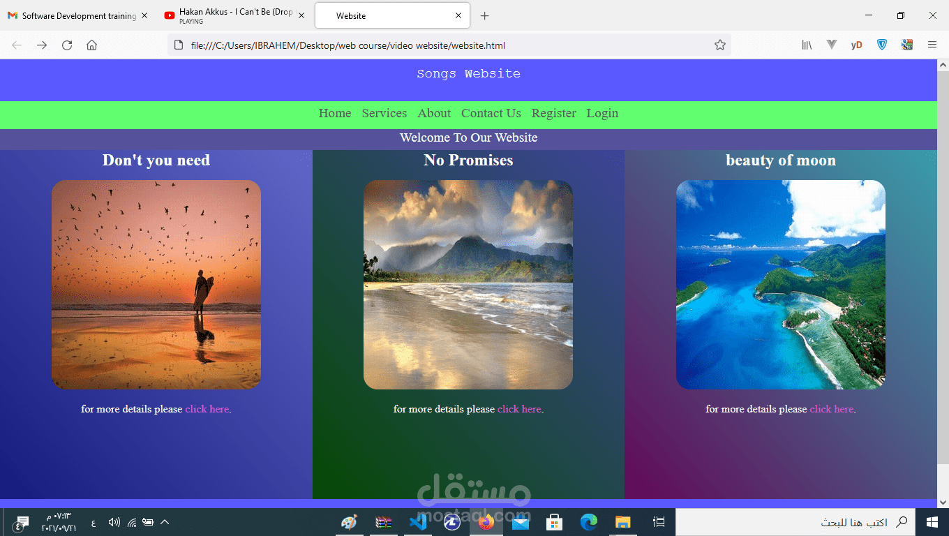 create web page for photos website