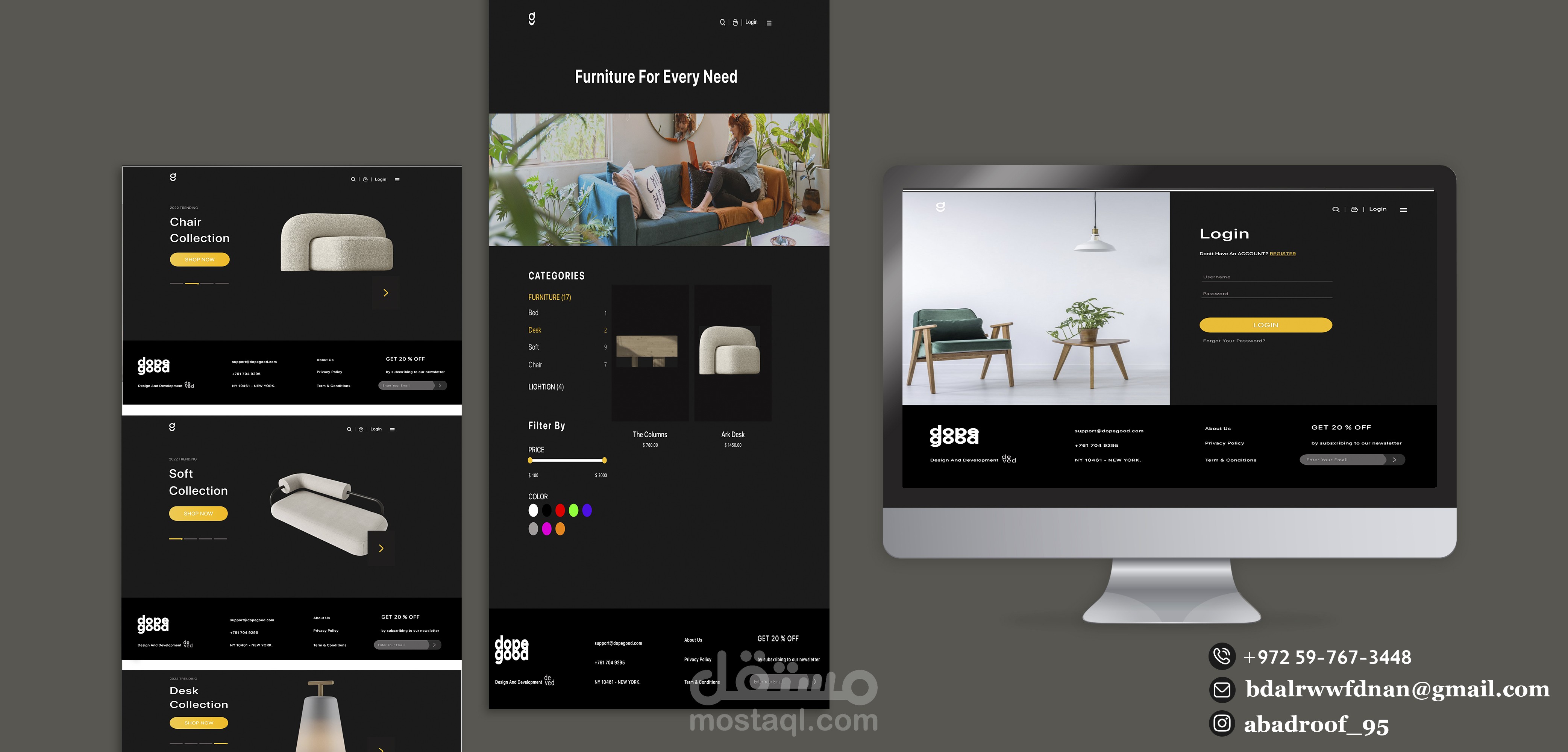 تصميم صفحة أثاث منزلي ui ux