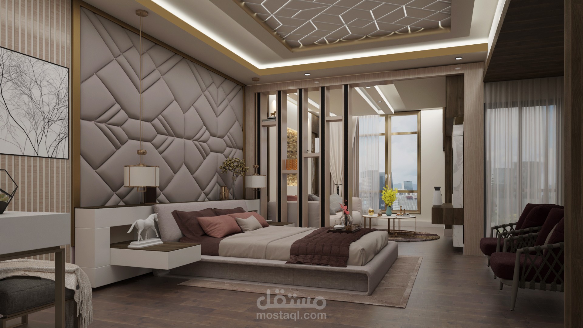 تصميم مودرن لغرفة نوم رئيسيه